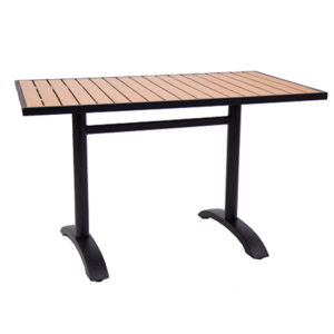 Restaurant Aluminum Table With Plastic Wood Slats