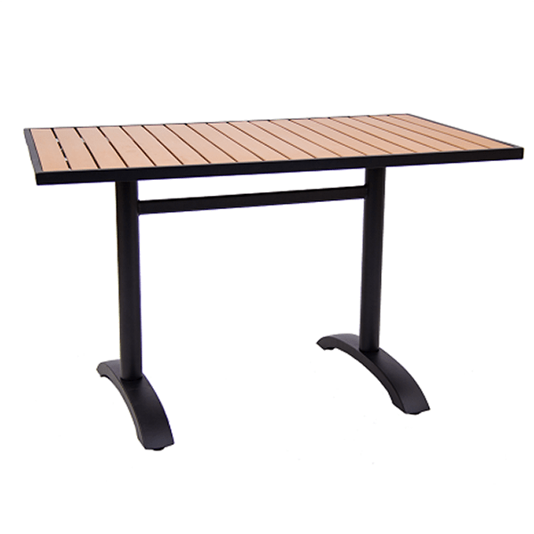 Restaurant Aluminum Table With Plastic Wood Slats