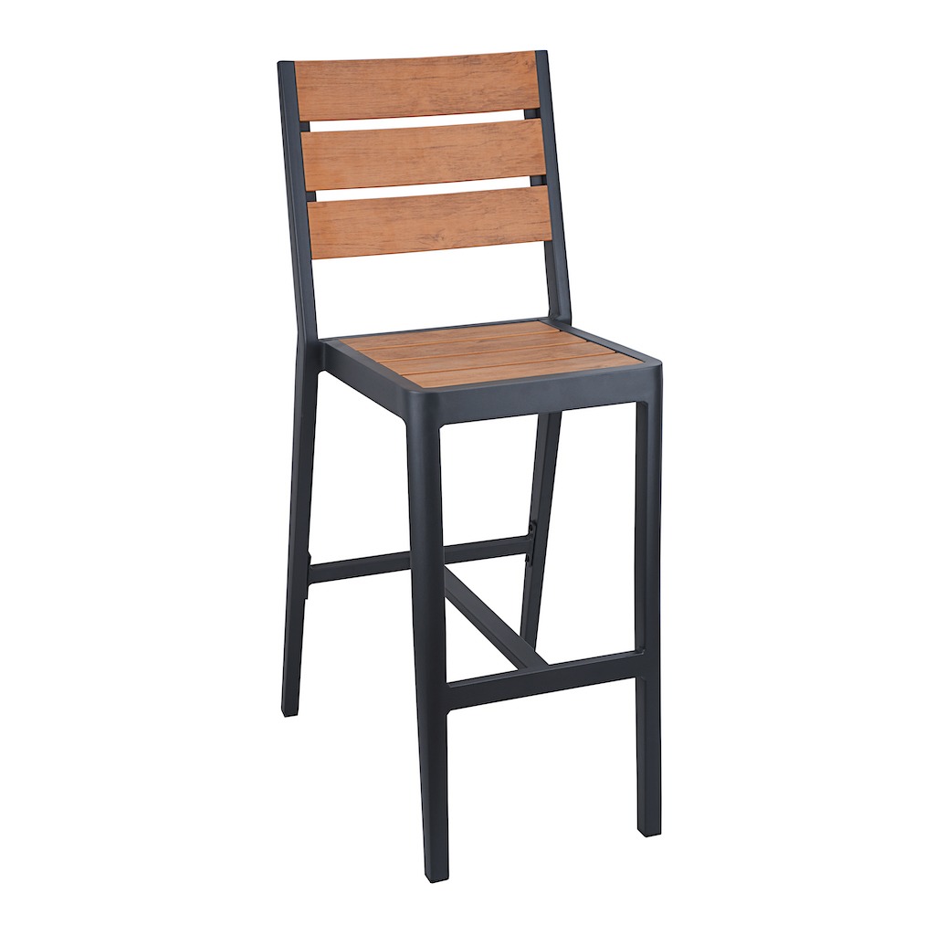 Aluminum Faux Teak Polywood Bistro Barstool 1 Zpseating