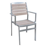Aluminum Restaurant Light Wood Grain Arm Chair Zp Seating