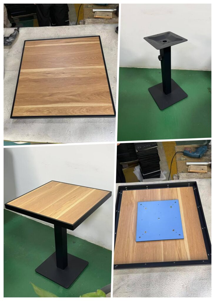 Commercial Café Hpl Table With Oak Finish