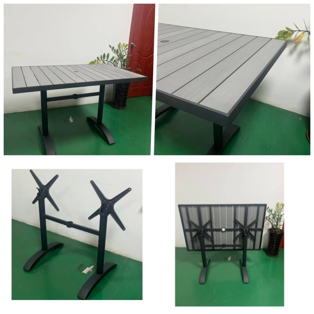 Restaurant Table With Gray Polywood Teak