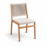 Aluminum Wood Grain Rope Cafe Chair With Cushion Zpseating