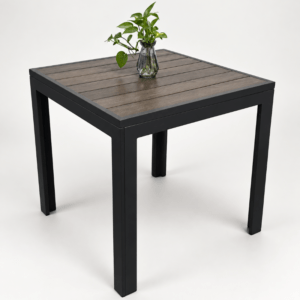 Outdoor Aluminum Table With Dark Walnut Wood Zpseating